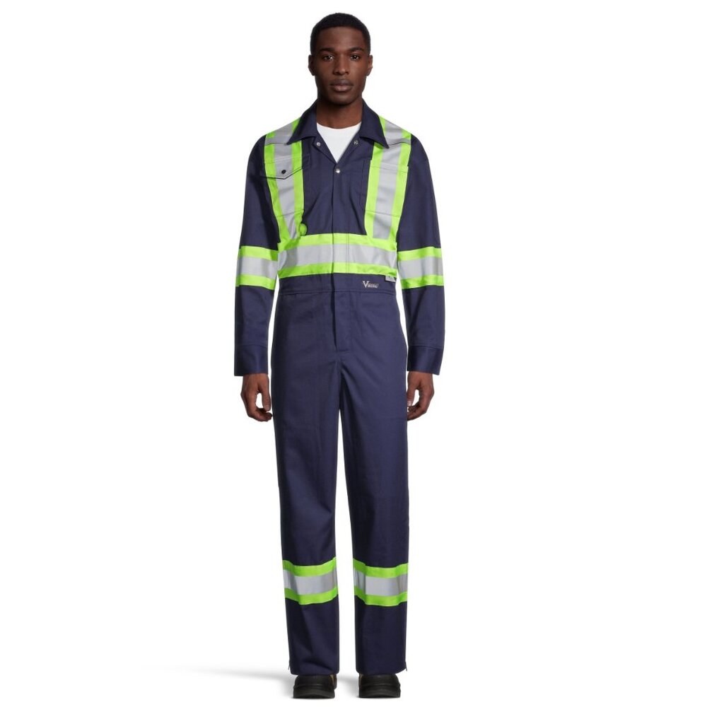 NEW Viking UPF50+ Navy High Vis Safety Work Coveralls Size XS